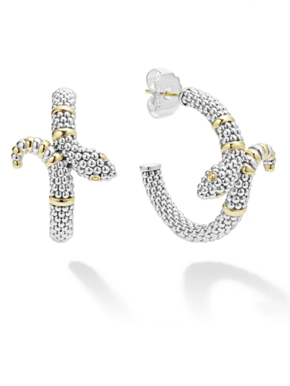 RARE WONDERS Two-Tone Snake Hoop Earrings from Lagos
